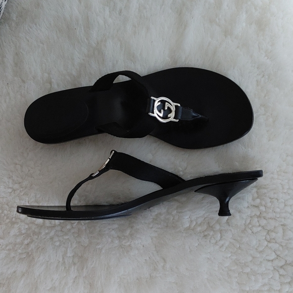 Gucci Shoes - Gucci Lifford kitten heel Logo sandal Black 9 B